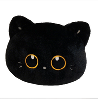 Coussin décoratif en forme de chat mignon, coussin de tête de lit pour canapé, peluche chat noir petit et long