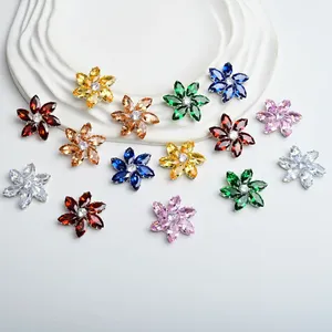 Fleur en <span class=keywords><strong>strass</strong></span> à dos plat œil de cheval rotative de 3 cm de large pour artisanat DIY, boutons de manchette, boucles de vêtements, sacs, décoration de mariage - Product Image 4