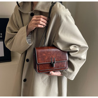 Sac bandoulière carré vintage pour femme, mode 2024, chaîne simple, sac à main en cuir PU