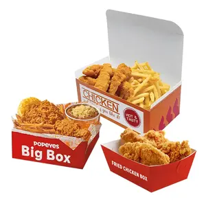 Custom Disposable Chicken Burger Fries Packaging Fast Food Paper Box Takeaway Korean Fried Chicken Boxes