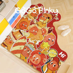Alfombra de entrada rectangular con diseño de dibujos animados de animales lindos para interiores, resistente al desgaste y apta para limpieza con aspiradora. - Product Image 2