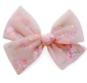 Mesh Shaker Schleifen clips Pailletten füller Haars pangen Niedliche Pailletten Konfetti Ruth Bogen Haars pange - Product Image 1