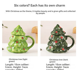 Cute Cartoon Christmas <b>Ceramic</b> Cup with <b>Lid</b> Large Capacity Christmas <b>Mug</b> with Handle - Product Image 5