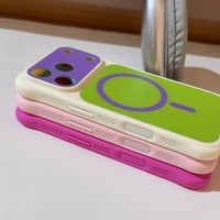 Étui de téléphone magnétique en TPU+PC color-block néon tendance pour 18/17/16/15 Pro Max, antichoc, coussin d'air, charge sans fil