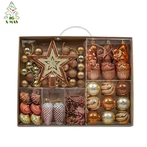 KG boules De noël personnalisées vente en gros 66 pièces peinture pommes De pin brunes en forme d'arbre De noël décorations boule De noël