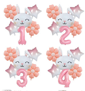 Globos de Aluminio con Forma de Cabeza de Conejo, 32 Pulgadas, Decoración de <span class=keywords><strong>Cumpleaños</strong></span>, 5 Piezas, Color Rosa, Decoración de Pascua, Juego de Globos de Número - Product Image 1