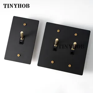 Switch Customization Black Brass Panel Plate Home Hotel Toggle Hotel Home Switch Electric Wall Pull Switch 110V LED Dimmer GFCI 15V