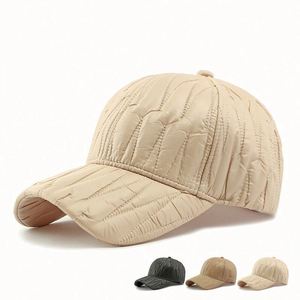 Gorras de Béisbol Coreanas con Diseño Acolchado de Moda para Invierno, Gorra de Béisbol Informal con Parte Superior Rígida para Mujer, Gorro Cálido - Product Image 3