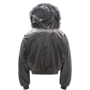Giacca Bomber <span class=keywords><strong>Oversize</strong></span> Personalizzata in <span class=keywords><strong>Pelle</strong></span> PU Nera, Antivento, Maniche Lunghe, Foderata in Pile, Alta Qualità, Stile Streetwear - Product Image 3