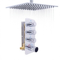 Système de Douche Double Homekicen avec Douchette à Main, Robinet et Valve Divertisseuse Thermostatique 3 Voies à Bouton Poussoir Indépendant