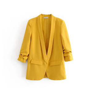 Robe décontractée pour <span class=keywords><strong>femme</strong></span> avec drapé multicolore automne nouveau blazer à motif solide <span class=keywords><strong>manteau</strong></span> polyvalent et populaire - Product Image 2