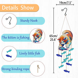 Niedliche Kätzchen Fisch Windspiele für draußen, hand gefertigte Windspiele im Freien Einzigartig, Sonnen fänger Seeglas Kunst Windspiele im Freien - Product Image 4