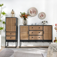 Nouveau buffet en bois rustique vintage style ferme avec 2 tiroirs pour salon, cuisine, hôtel – Meuble de rangement durable