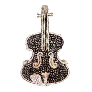 Bolso de Mano de Cristal con Forma de Violín para Mujer, con Gemas Brillantes, para Conciertos, Bailes y Fiestas - Product Image 3