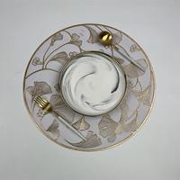Napperons ronds blancs avec feuilles de Ginkgo dorées en relief, résistants à la chaleur, antidérapants, lavables, élégants et stylés pour la décoration de la maison