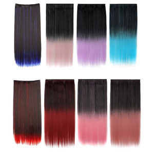 Extensiones de Cabello Lacio de 60 cm con Clip, 5 Clips, Cabello Sintético para Mujer, Disfraz de Halloween, Postizo Largo - Product Image 1