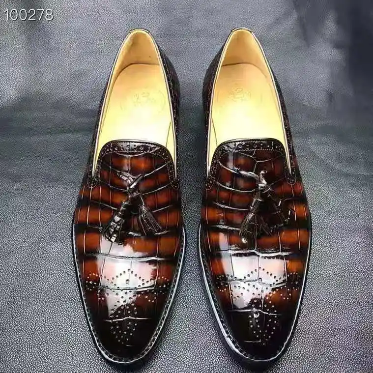 Goodano sapatos de couro masculinos, para escritório, modernos, de pele de jacaré, crocodilo, festa 2023