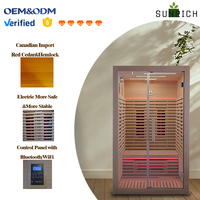 Nouvelle conception de sauna infrarouge intérieur en bois massif, sauna vapeur pour 2 personnes, sauna infrarouge à spectre complet avec douche