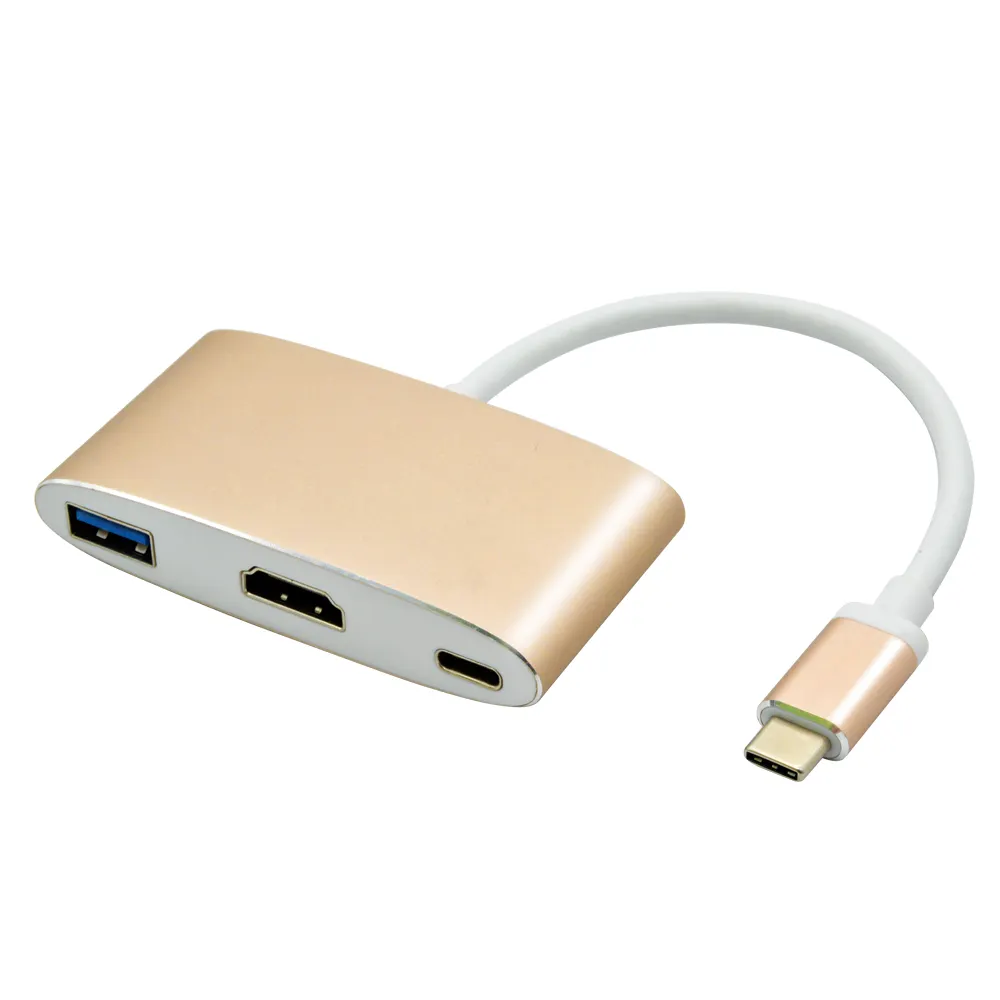 Bộ Chuyển Đổi Đa Cổng USB C Sang HDMI 4K, Bộ Chia 3 Trong 1 Type C Với Cổng Sạc USB 3.0 + USB C Bộ Chuyển Đổi Kỹ Thuật Số Tương Thích Với MacBoo