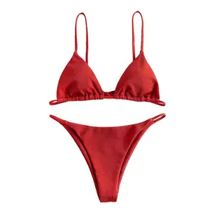 Tùy chỉnh bán buôn hàng đầu Tie bên tam giác Bikini vi thong cao cắt Bikini thiết lập hai mảnh bikini quây biquini tắm phù hợp với