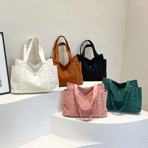 Großhandel Günstiger Preis Cord Handtasche Schulranzen Umhängetasche Fancy Designer Damen Taschen Große Kapazität Tragetaschen mit Taschen - Product Image 4