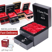 Meilleure Vente – Coffret Cadeau Collier 9 Roses Éternelles en Savon Acrylique Artificiel, Cadeau Parfait pour la Saint-Valentin et la Fête des Mères, Ensemble de Bijoux