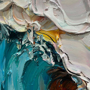 Peinture murale d'art contemporain abstrait sur toile, peinture à l'huile texturée 3D représentant des vagues océaniques pour le hall d'hôtel, le bureau, la décoration de la maison - Product Image 3