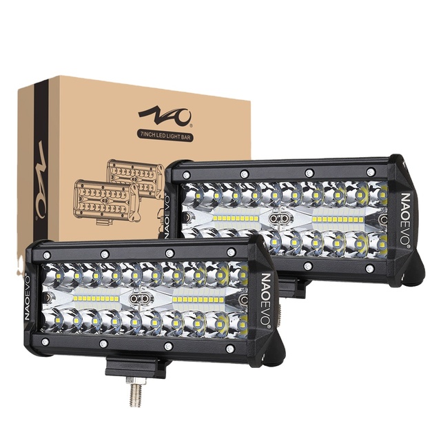 NAO 240W 24000Lm LED Light Bar 7-Inch Driving Fog Spot Flood Combo Beam for Road UTV Truck ATV 4X4 Work Light Model Land Cruiser