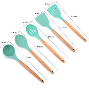 रसोई के बर्तन रंग सेट 11 टुकड़े Nonstick सिलिकॉन रसोई बर्तन के लिए स्टैंड के साथ सेट Cookware - Product Image 4