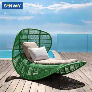<span class=keywords><strong>Chaise</strong></span> <span class=keywords><strong>longue</strong></span> d'<span class=keywords><strong>extérieur</strong></span> moderne en corde tressée avec structure en aluminium, résistante aux intempéries, pour patio, bord de piscine, jardin, détente en plein air - Product Image 3