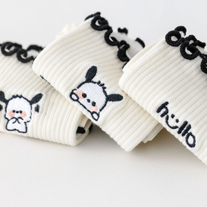 महिला प्यारा पिल्ला कस्टम डिजाइन मोजे महिला सफेद लुभावनी कपास गर्मियों के मोजे - Product Image 5