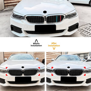 Parrilla Delantera Negra AURON Estilo Riñón de Doble Listón ABS para BMW Serie 5 G30 G38 2017-2020 Pre-LCI, Parrilla de Modificación con LED - Product Image 6
