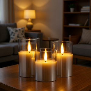 Velas LED Lumena, Paquete de 3, Funcionan con Batería, Control Remoto, sin Llama, Cilíndricas, Decoración para el Hogar - Product Image 2