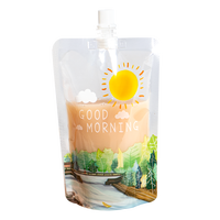 Sac en plastique transparent jetable personnalisé 100ml 250ml 500ml pochette à bec verseur pour boisson liquide et jus de fruit pour café et lait