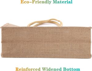 No Minimum Order Medium Sized Personalized Burlap <strong>Jute</strong> <strong>Tote</strong> <strong>Bag</strong> <strong>Custom</strong> Logo Printed Handled Shopping <strong>Bag</strong> for Gifts - Product Image 4