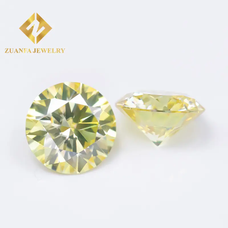 Zuanfa Venta al por mayor GRA Piedras de colores 1ct 6,5mm Amarillo Azul Verde Rosa Zafiro Blanco Moissanite Diamante