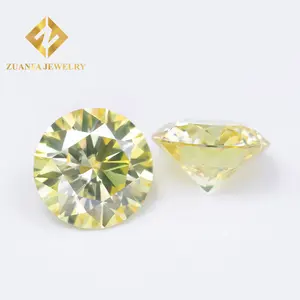 Zuanfa ขายส่ง GRA หินสี 1ct 6.5 มม. สีเหลืองสีฟ้าสีเขียวสีชมพูไพลินสีขาว Moissanite เพชร