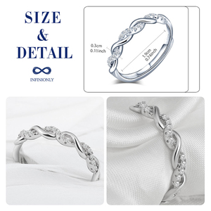 Nhẫn hứa hẹn thời trang bạc 925, trang sức nữ, nhẫn đính hôn lãng mạn zircon, kiểu vặn xoắn hoặc kiểu móng vuốt - Product Image 6