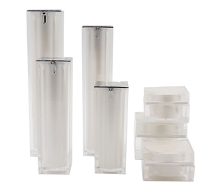 Envío Rápido, Tarro <span class=keywords><strong>de</strong></span> Plástico Acrílico Cuadrado Blanco Esmerilado para Envasado <span class=keywords><strong>de</strong></span> Cosméticos, 5g 10g 15g 30g 50g - Product Image 1