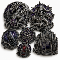 Pièce de monnaie personnalisée en laiton, double face gravée, avec logo imprimé UV, thème Château de Dragon Fantastique, pour collectionneur, récompense mythique