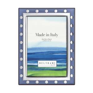 Cadre photo Beltrami 4x6 en métal argenté avec motif à pois, fabriqué en Italie - Product Image 1