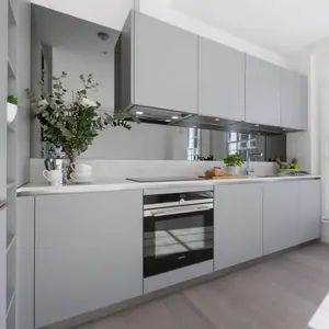 Modern <strong>Small</strong> Kitchen <strong>With</strong> White Lacquer Handless Custom MDF <strong>Door</strong> Kitchen <strong>Cabinet</strong> Sets Made in China - Product Image 1
