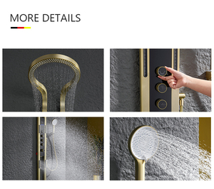 Pommeau <span class=keywords><strong>de</strong></span> douche pluie or brossé LED système <span class=keywords><strong>de</strong></span> douches multifonctionnel ensemble <span class=keywords><strong>de</strong></span> salle <span class=keywords><strong>de</strong></span> bain <span class=keywords><strong>colonne</strong></span> <span class=keywords><strong>de</strong></span> panneau <span class=keywords><strong>de</strong></span> douches cascade <span class=keywords><strong>de</strong></span> luxe - Product Image 3
