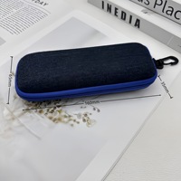 Étui à lunettes souple zippé en jean, support rectangulaire solide pour lunettes de soleil, organisateur portable, crochet de suspension coloré pour lunettes