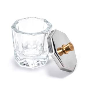 Bol Dappen avec couvercle pour ongles en acrylique, en verre transparent, pour monomère liquide et poudre acrylique - Product Image 6