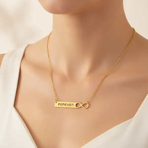 Collana per Coppia con Simbolo dell'Infinito e Numero Otto Portafortuna in Acciaio Inossidabile con Catena in Bambù, Certificazione CE, Regalo di Moda per la Famiglia - Product Image 5