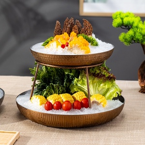 Support d'assiette de fruits de mer en acier inoxydable à <span class=keywords><strong>trois</strong></span> niveaux haut de gamme support de plateau de collation multicouche Sashimi crabe pour <span class=keywords><strong>restaurant</strong></span> d'hôtel - Product Image 2