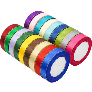 Beihai Satin Ribbon 2Cm Gold Edged Wedding Gift Wrapping Ribbons For Clothing Decor - Product Image 2