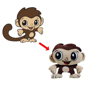 Kişiselleştirilmiş tasarım sevimli nakış küçük hayvan maymun bebek hediyeler için peluş oyuncak dolması