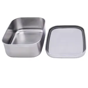 Food grade 18/8 Silver stainless steel lunch box 800/1200/1400 ml lunch box with Customized Stainless Steel lid